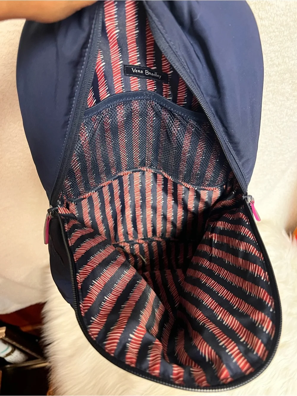 Vera Bradley Navy Backpack with Pink Zipper Accents - Picture 5 of 7